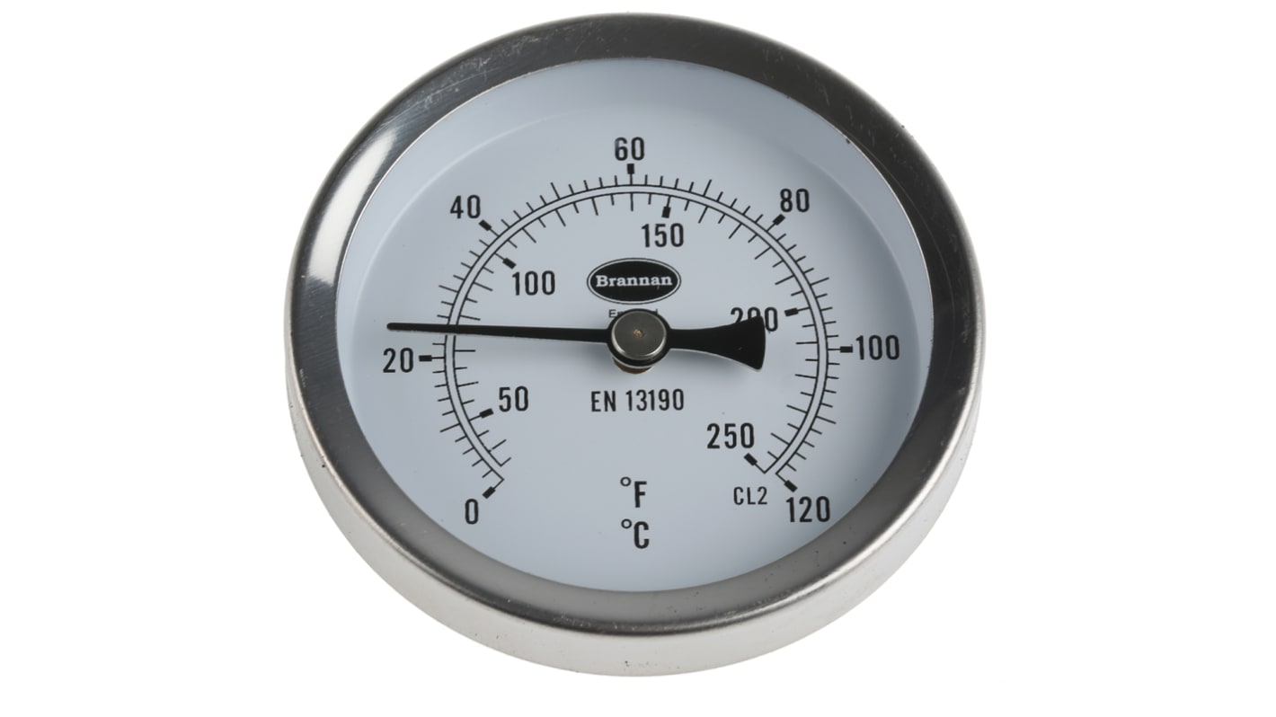 RS PRO 66mm温度表, +120 °C最高, 摄氏，华氏温标, 用于电气、HVAC、工业、住宅