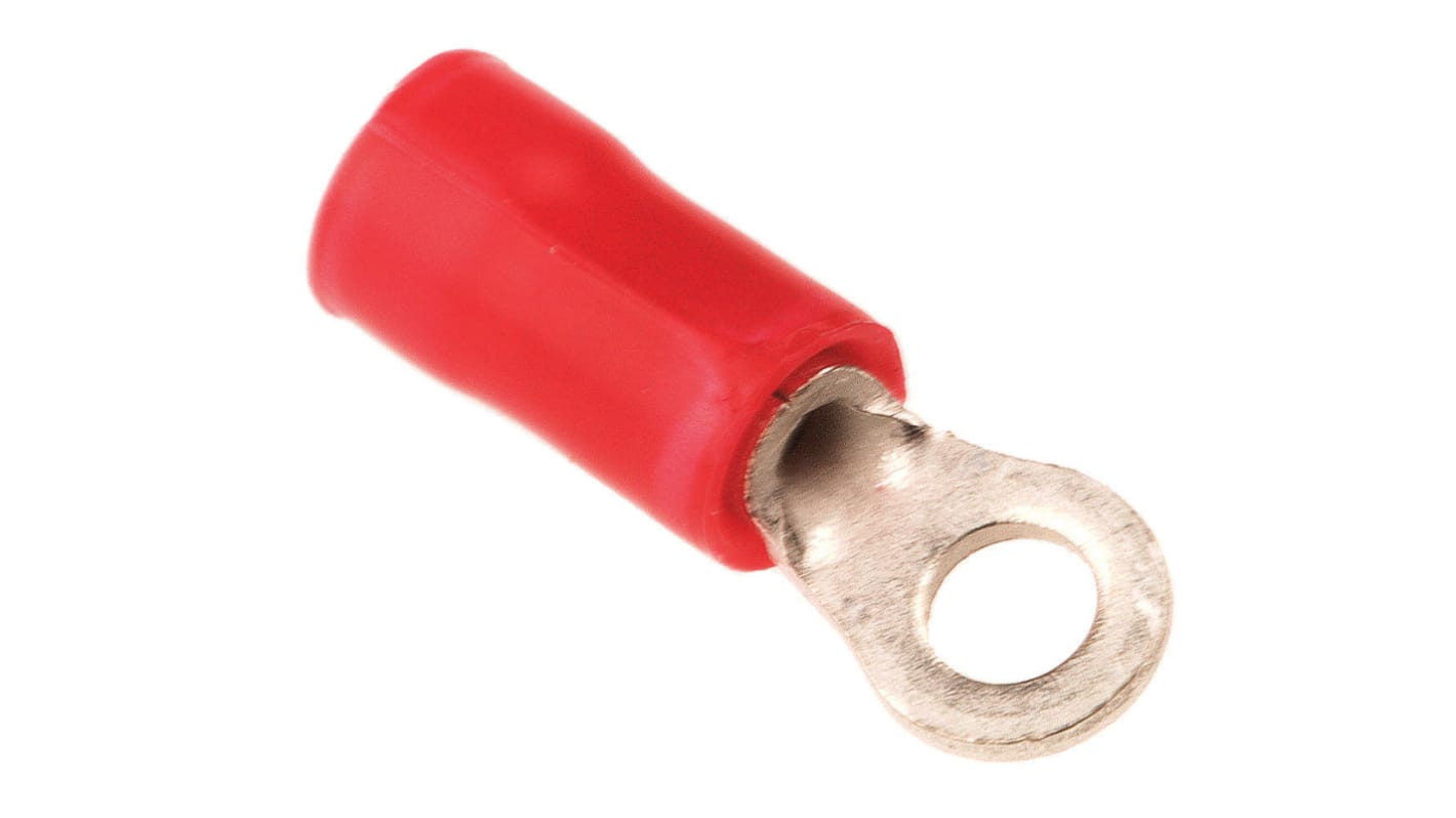 TE Connectivity, PLASTI-GRIP Insulated Ring Terminal, M2.5 Stud Size, 0.26mm² to 1.65mm² Wire Size, Red