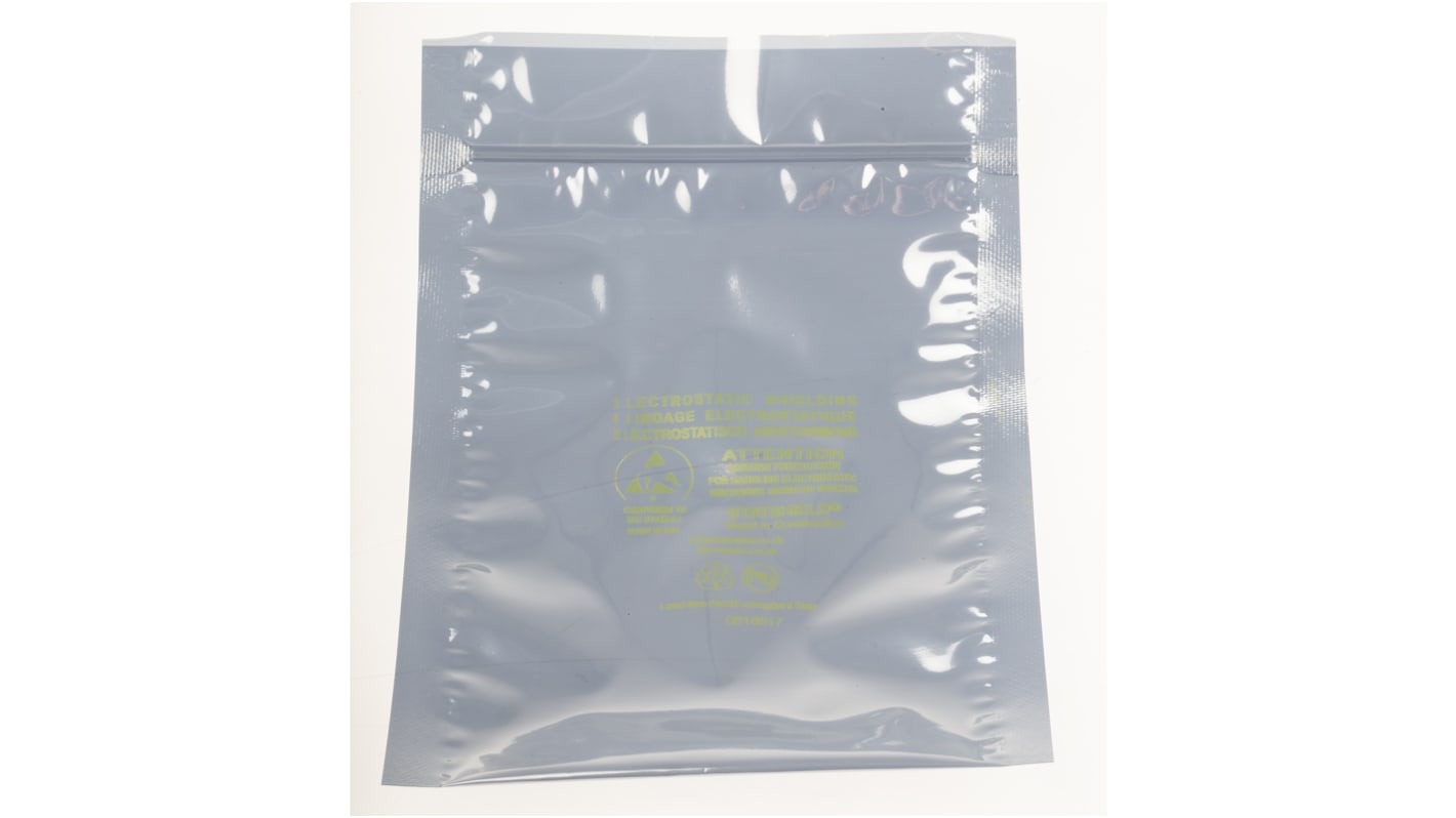Sacchetto antistatico RS PRO x 102mm, col. Argento, 10 pz.