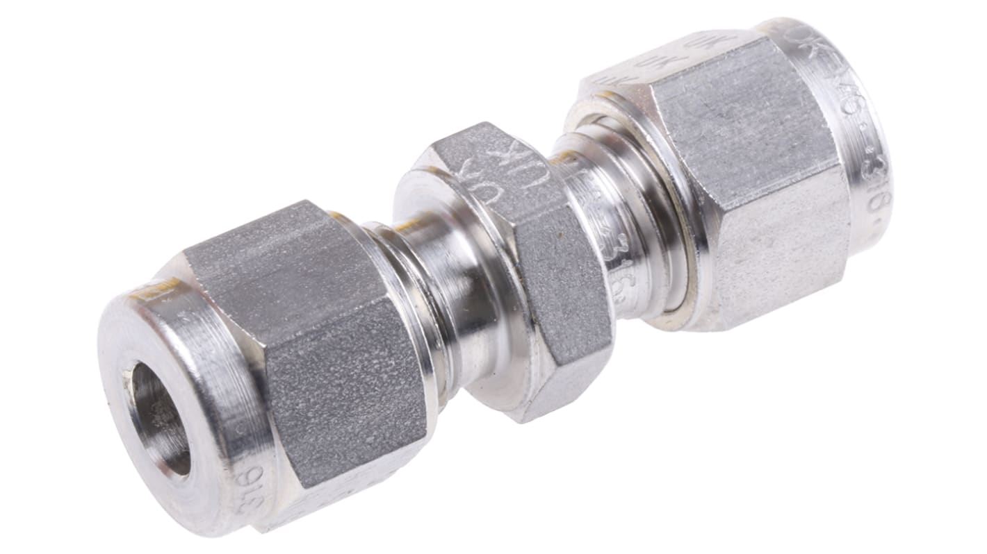 Parker Stainless Steel Pipe Fitting, Straight Union 6mm 6mm