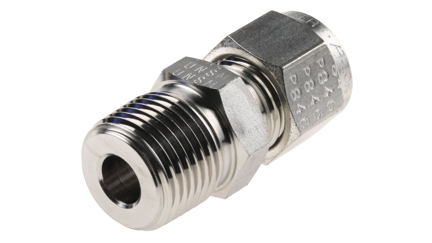 Parker Stainless Steel Pipe Fitting, Straight Coupler NPT 3/8in