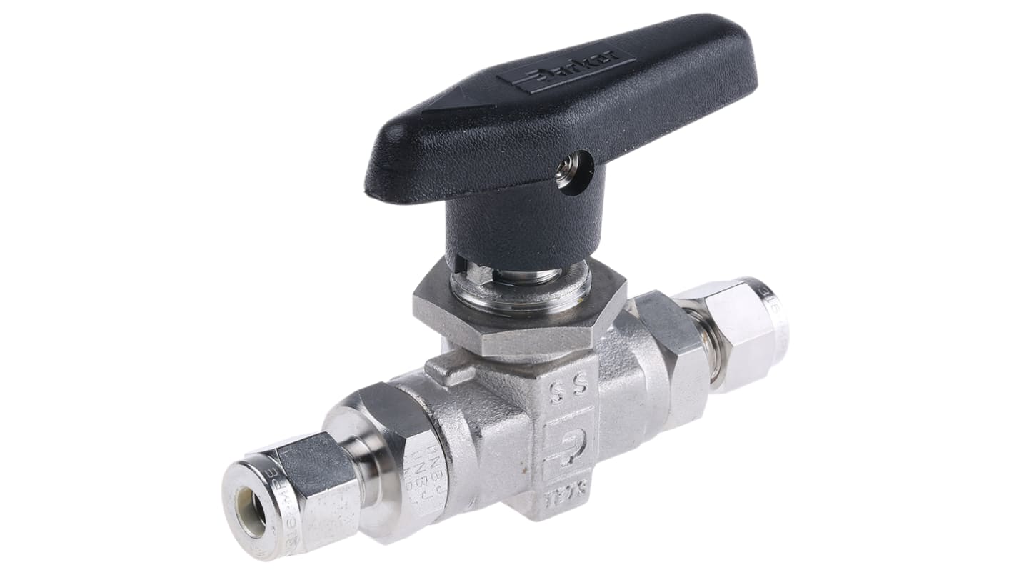 Parker Stainless Steel 2 Way, Ball Valve, 1/4in