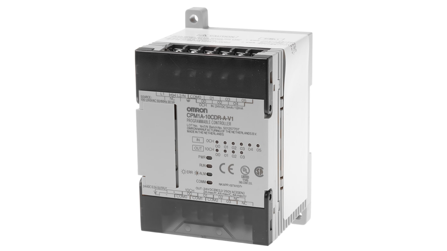 Omron CPM1A Series PLC CPU for Use with CPM1A Series, Relay Output, 6 (DC)-Input, DC Input