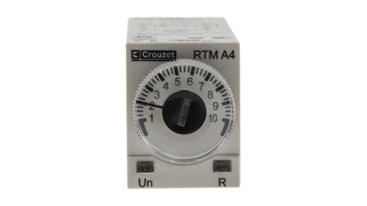 Crouzet DIN Rail Mount Timer Relay, 115V ac, 4-Contact, 0.1 s → 100h, 1-Function
