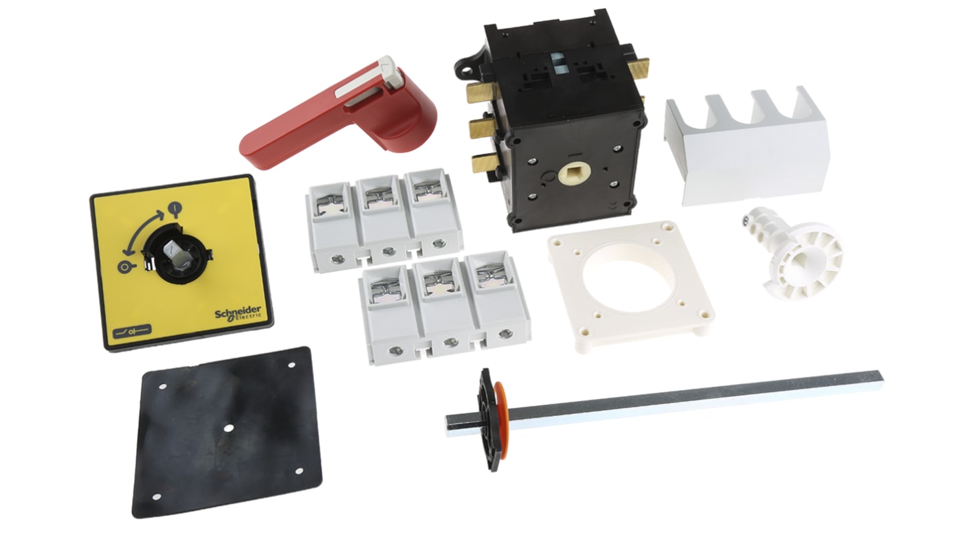 Schneider Electric 125A三相隔离开关, 3P极, 690V 交流, 面板安装, 可挂锁, IP20、 IP65, 红色把手
