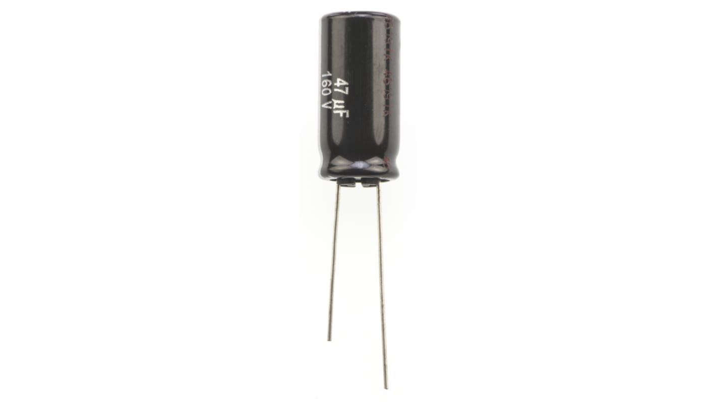 Condensatore Panasonic, serie ED RADIAL, 47μF, 160V cc, ±20%, +105°C, Radiale, Foro passante