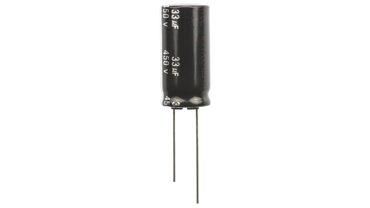 Panasonic ED RADIAL, THT Elektrolyt Kondensator 33μF ±20% / 450V dc, Ø 16mm x 31.5mm, bis 105°C