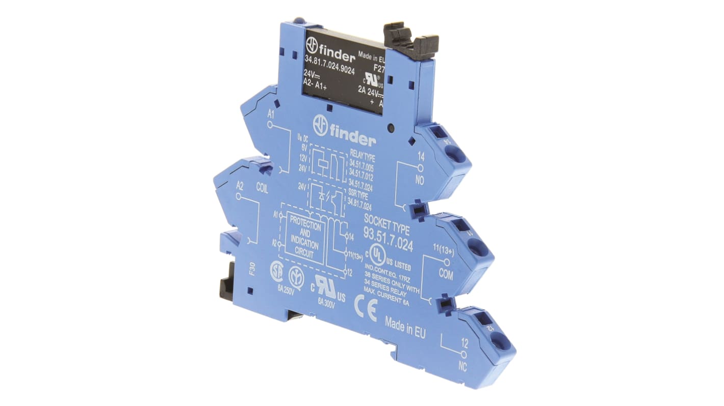 Finder 38 Series Solid State Interface Relay, 30 V Control, 2 A Load, DIN Rail Mount