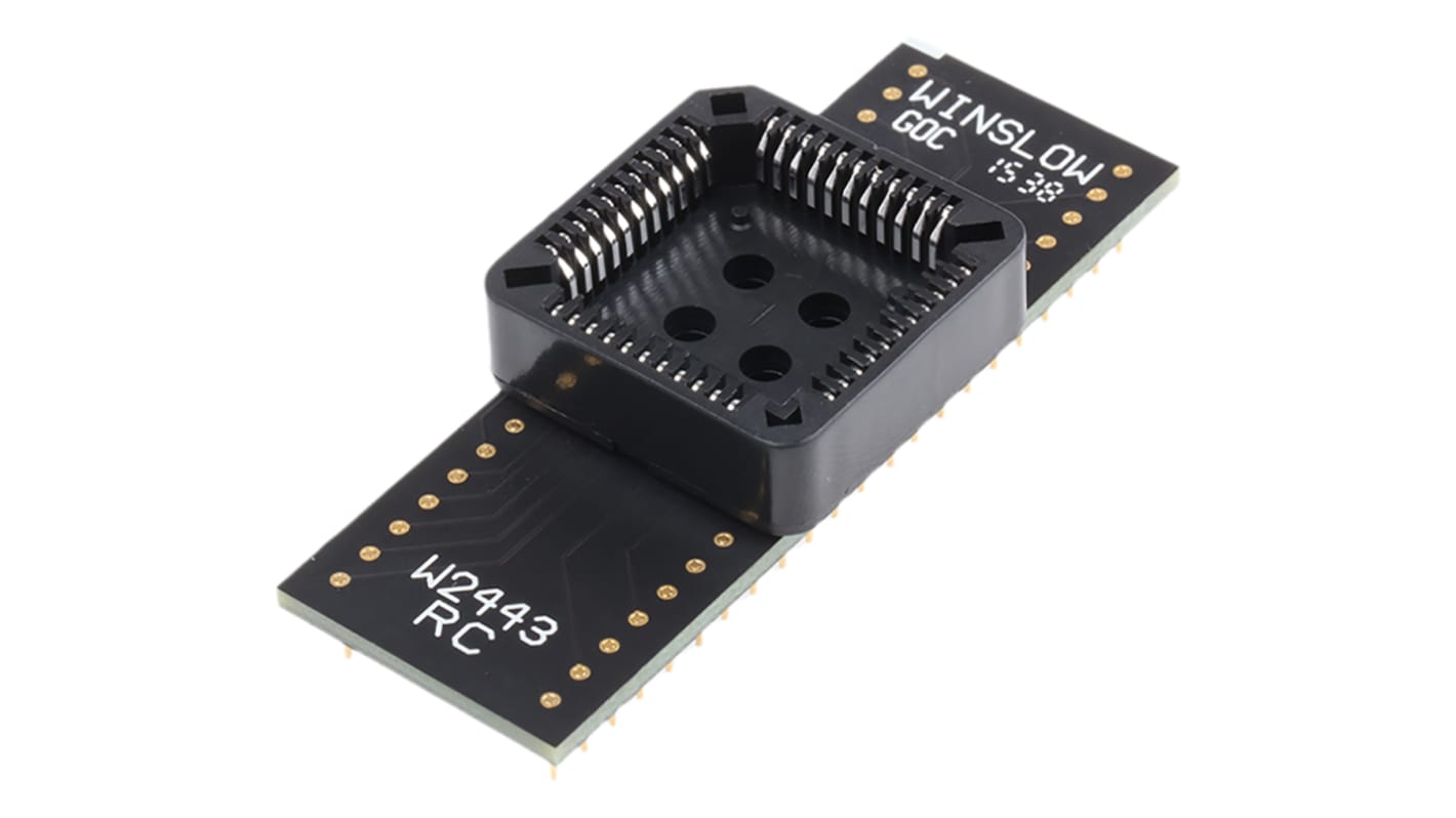 Winslow Straight Through Hole Mount 1.27 mm, 2.54 mm Pitch IC Socket Adapter, 44 Pin Female PLCC to 44 Pin Male DIP