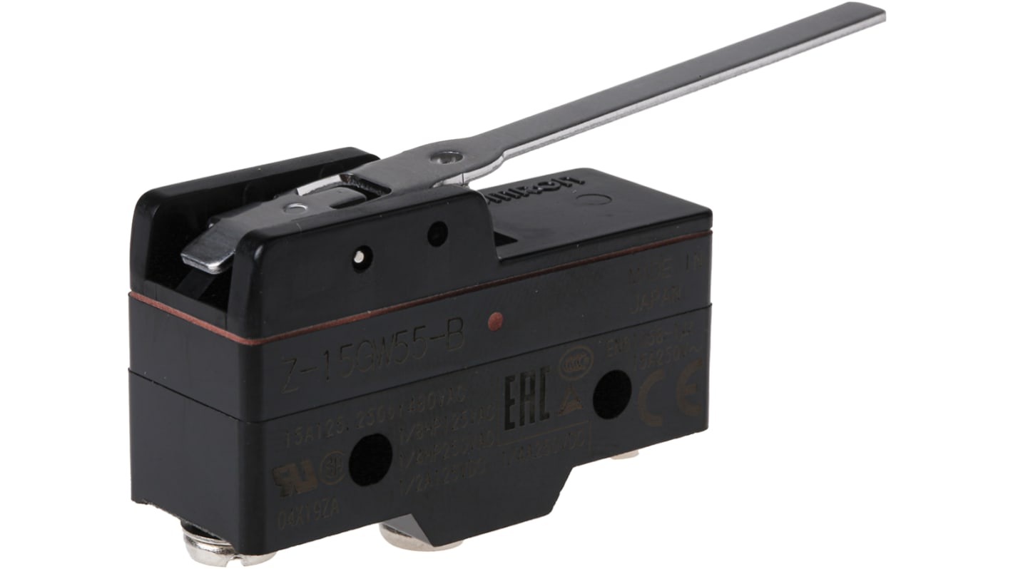 Omron Z Series Lever Limit Switch, NO/NC, IP00, SPDT, 500V ac Max, 15A Max