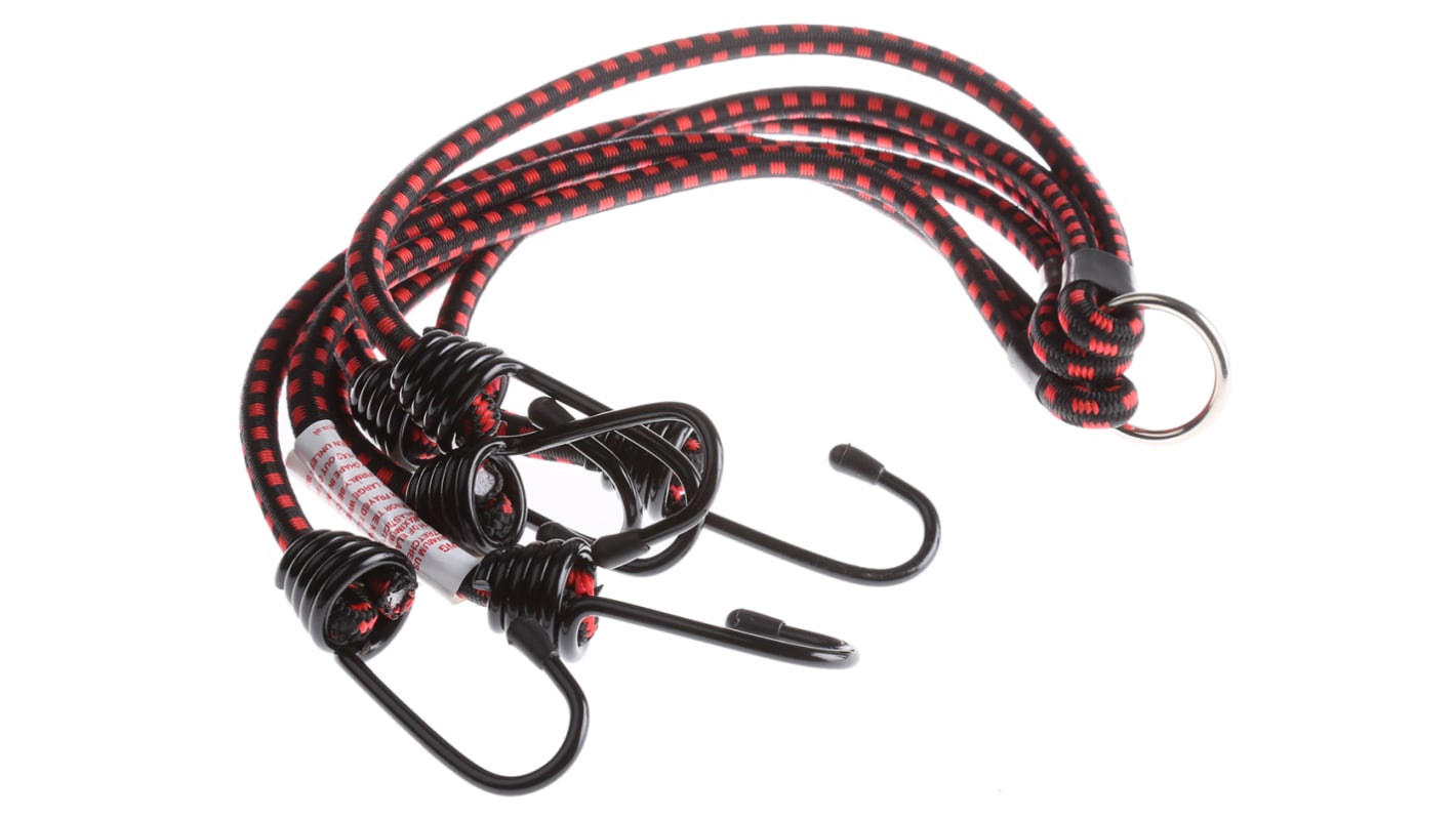 RS PRO 6 Hooks Bungee Cord, 800mm Long, 8 mm Diameter