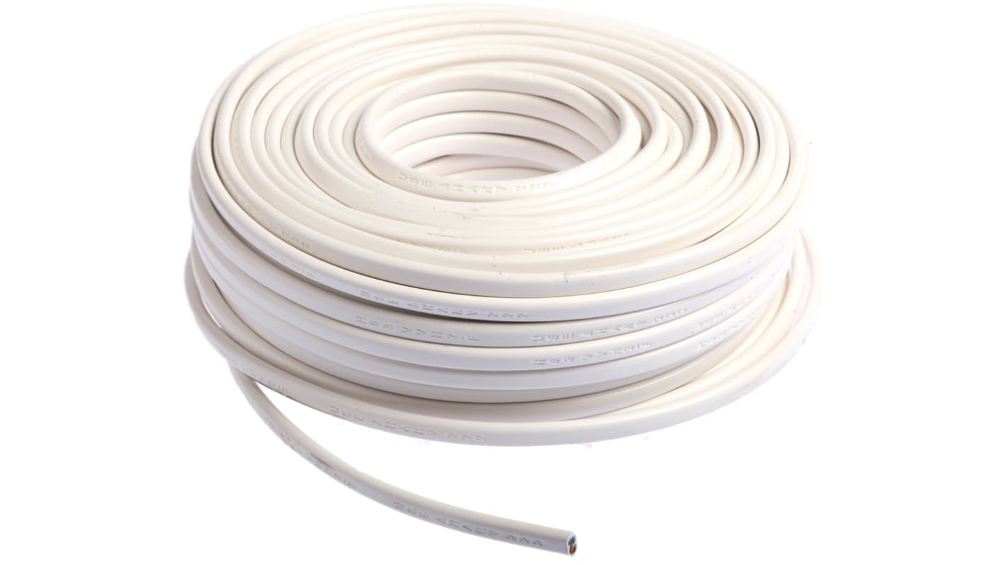 Nexans Netzkabel, 2-adrig Typ 2182Y Weiß x 0,75 mm 6 A, 25m, 300 V, PVC