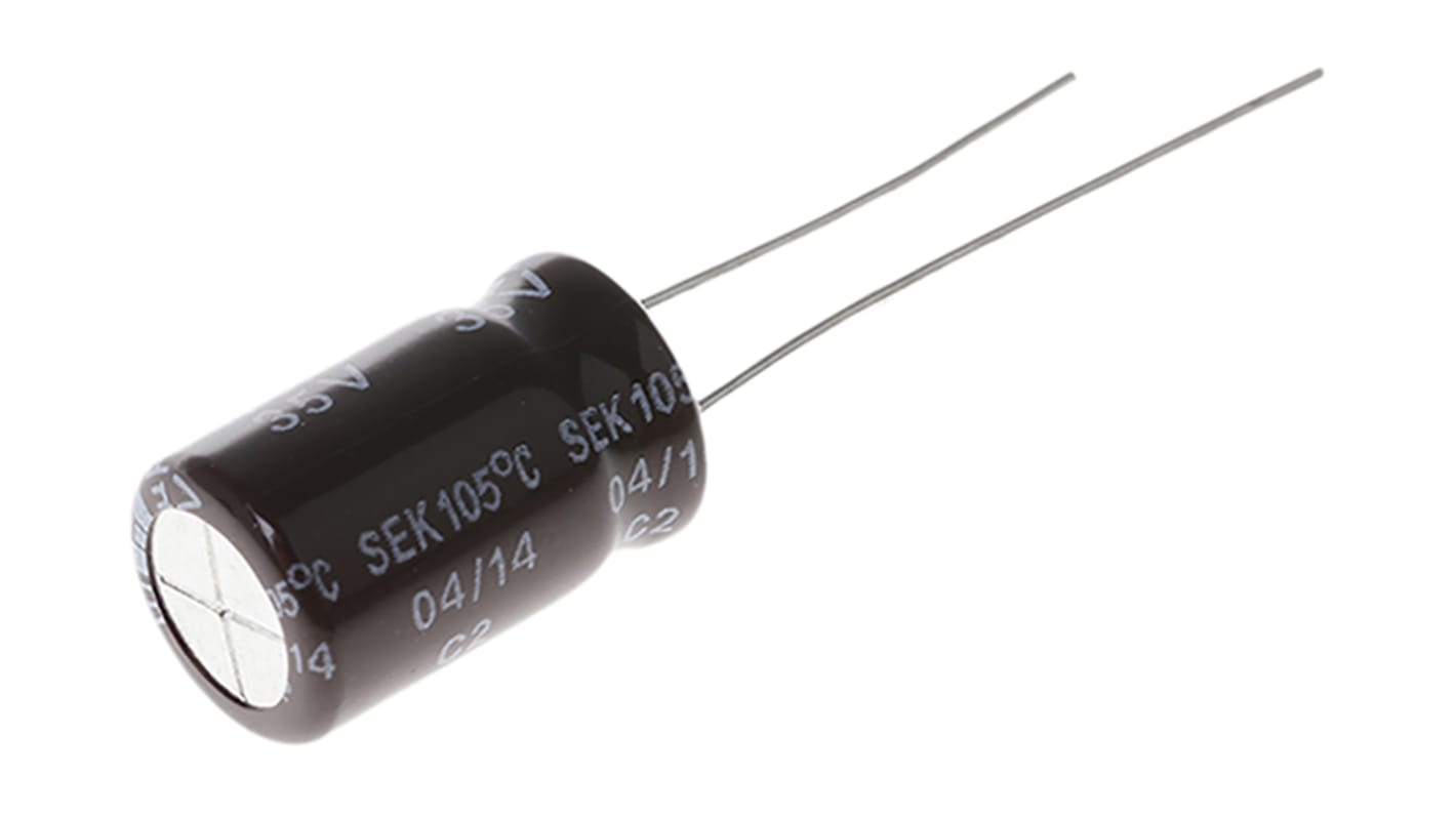 Yageo 470μF Aluminium Electrolytic Capacitor 35V dc, Through Hole - SE035M0470B5S-1015