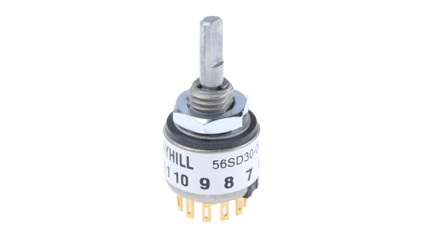 Grayhill, 12 Position SPST Rotary Switch, 200 mA @ 30 V dc, Solder