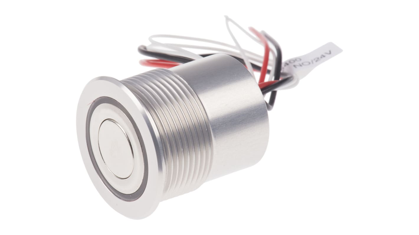 Schurter MCS 30 Series Illuminated Push Button Switch, Latching, Panel Mount, 30mm Cutout, SPST, Red LED, 48V dc