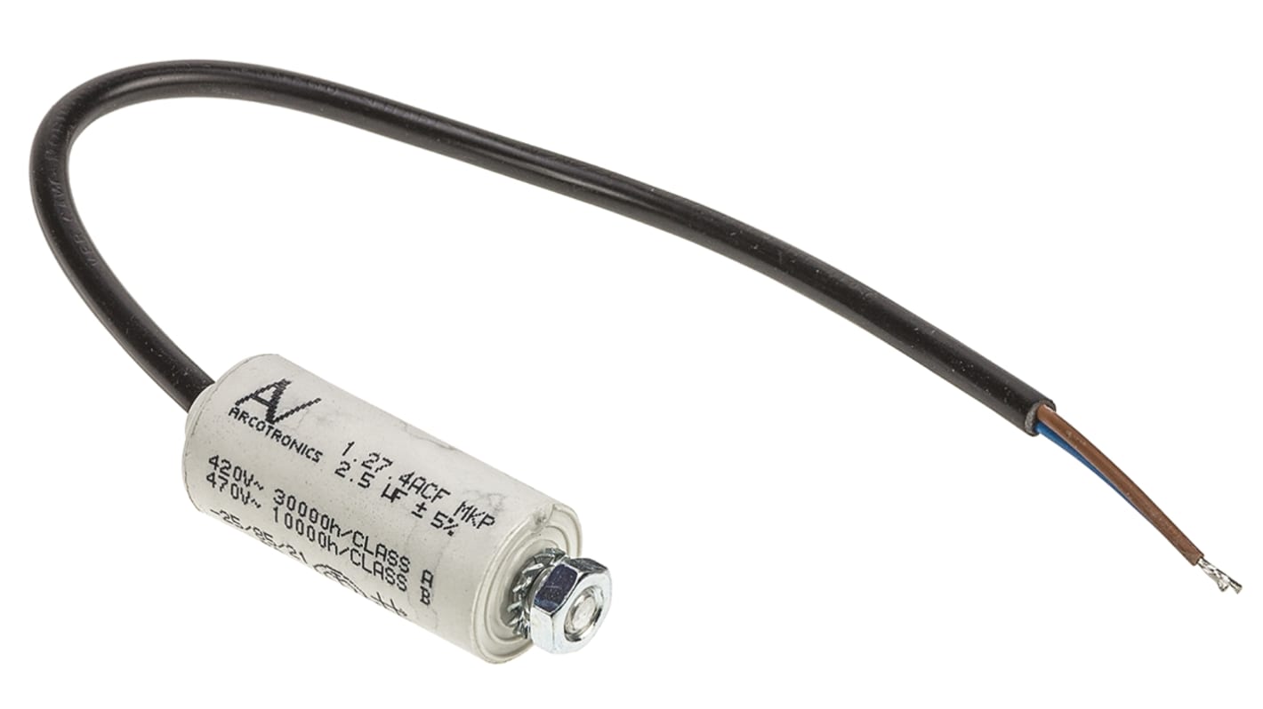KEMET C27 Metallised Polypropylene Film Capacitor, 470V ac, ±5%, 2.5μF, Chassis Mount
