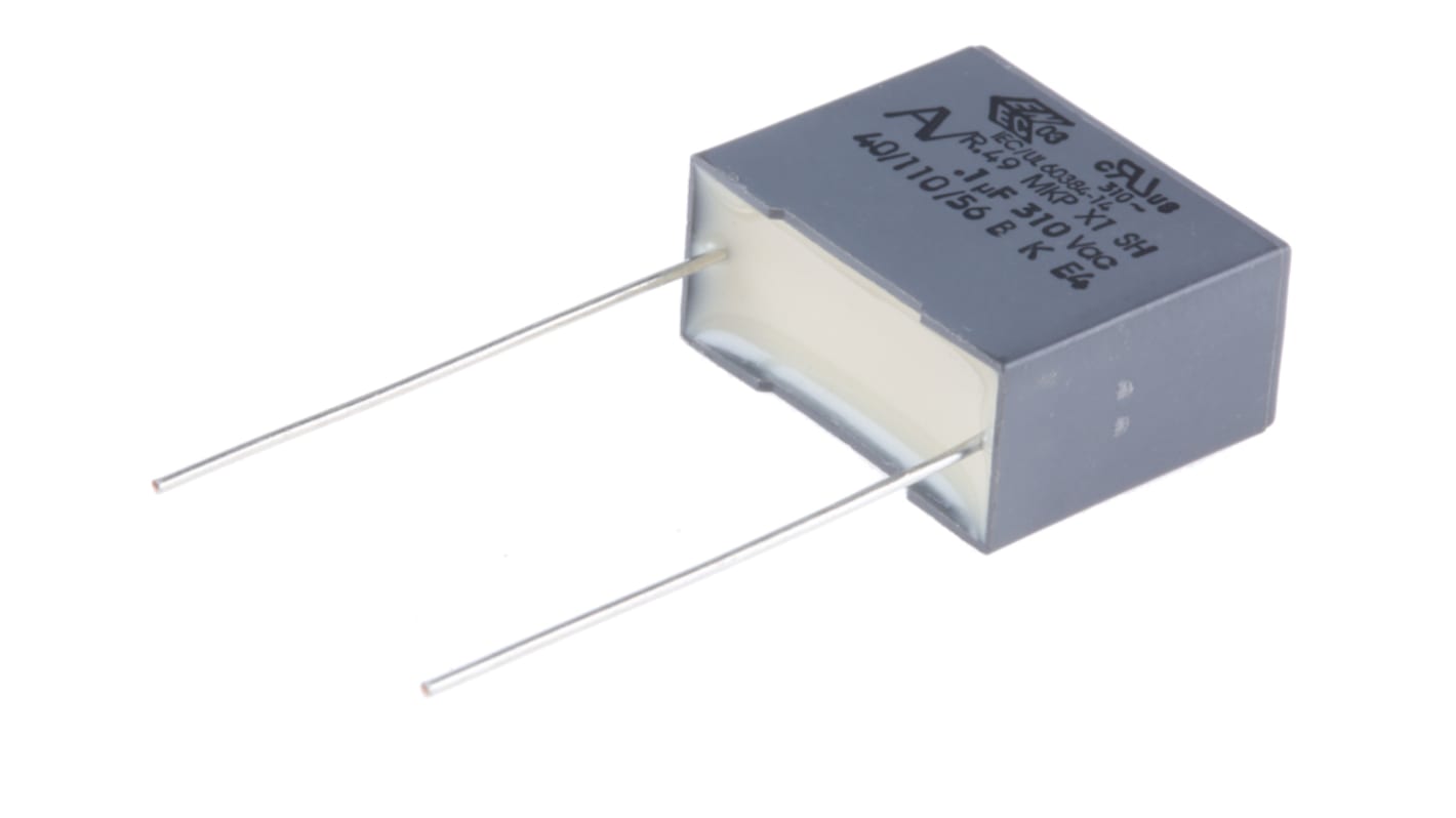 KEMET R49 Polypropylene Film Capacitor, 310 V ac, 800 V dc, ±10%, 100nF, Through Hole