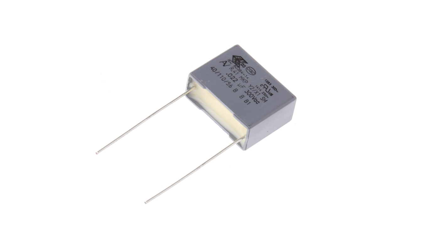 KEMET R41 Polypropylene Film Capacitor, 1 kV dc, 300 V ac, ±10%, 22nF, Through Hole