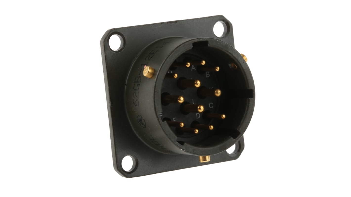 Amphenol Limited, 62GB 12 Way Box Mount MIL Spec Circular Connector ReceptacleOlive, Pin Contacts,Shell Size 14,