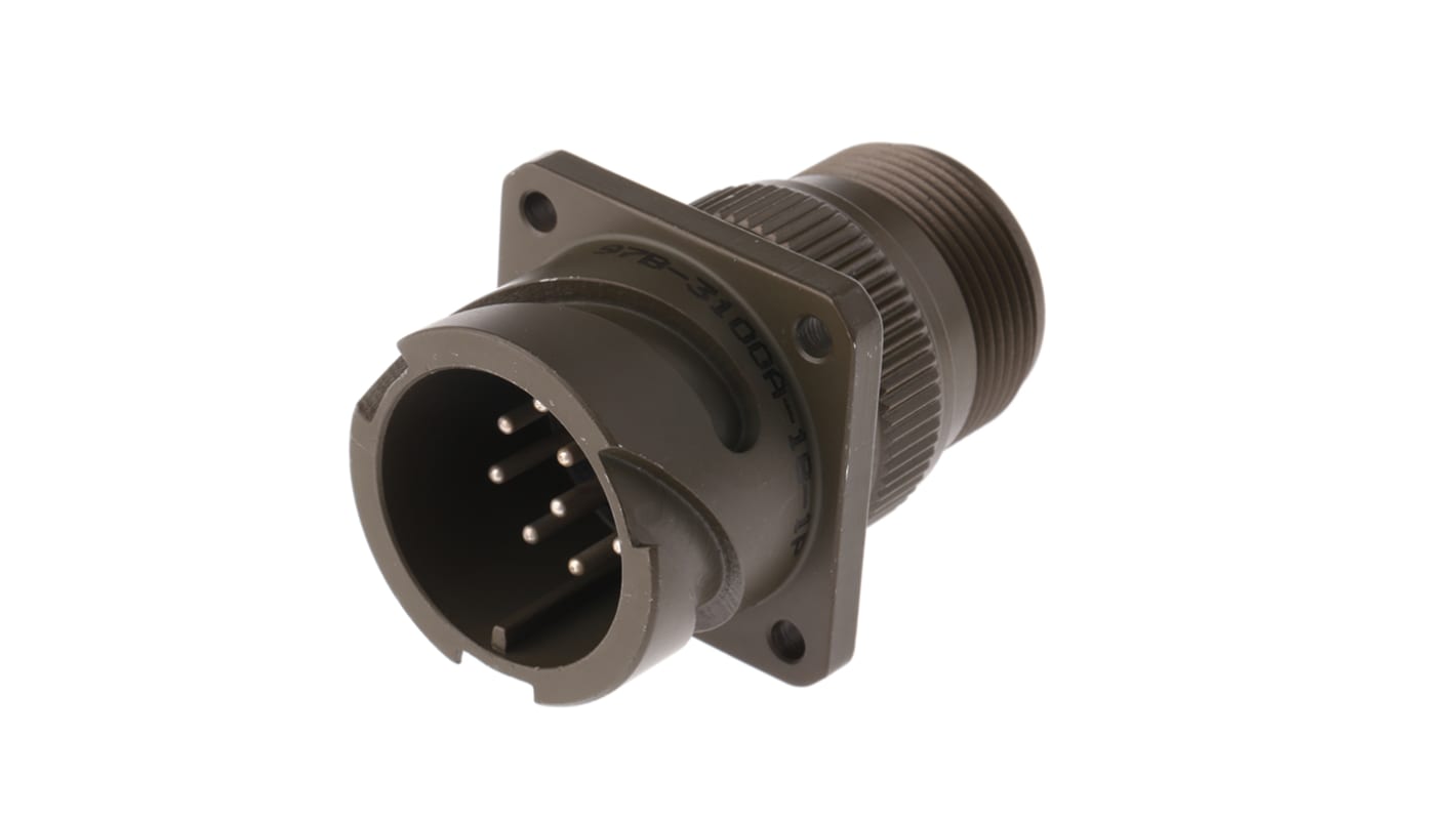 Amphenol Limited, 97B, Brass 10 Way Wall Mount MIL Spec Circular Connector Receptacle, Pin Contacts,Shell Size 18,