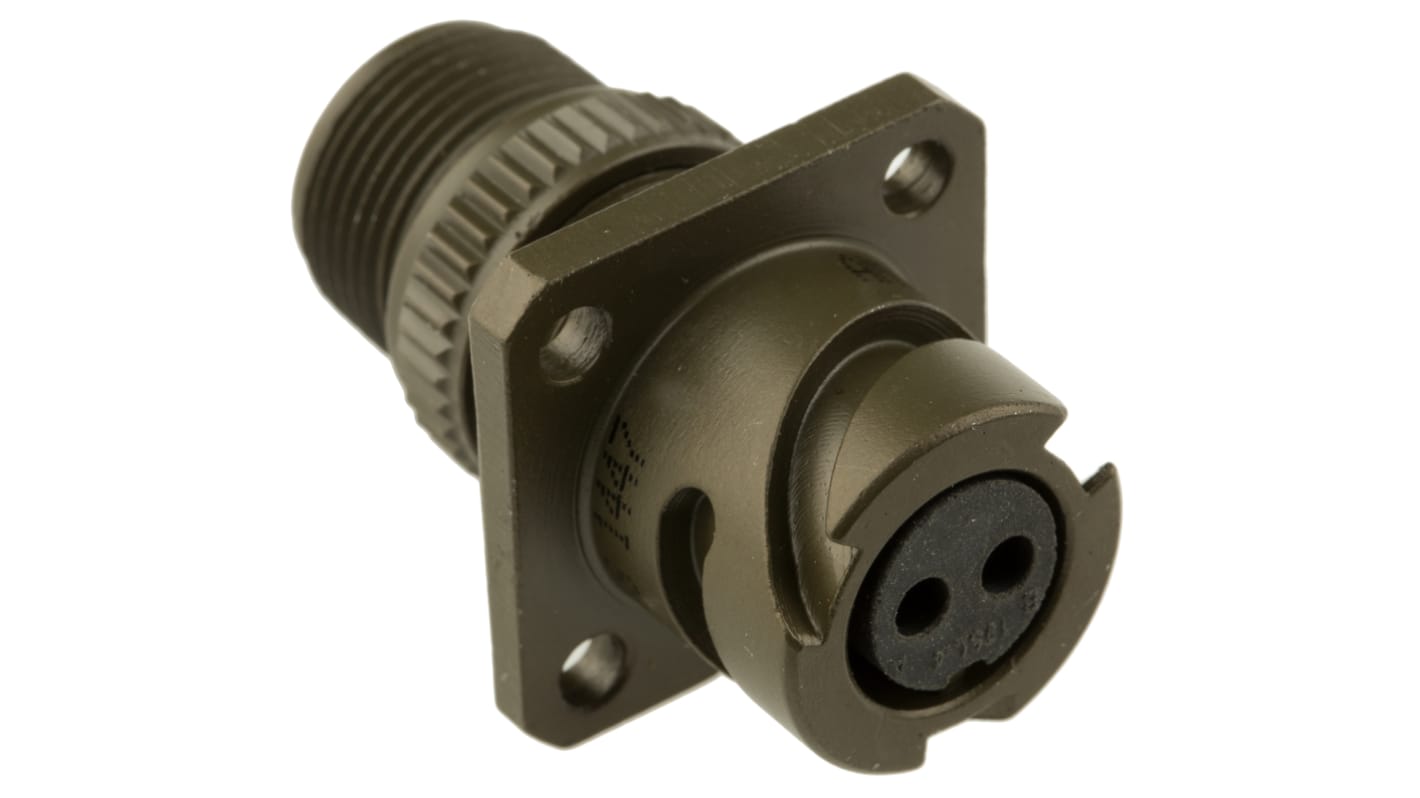 Amphenol Limited, 97B, Brass 2 Way Wall Mount MIL Spec Circular Connector Receptacle, Socket Contacts,Shell Size 10SL,