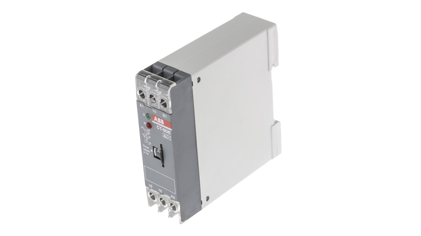 ABB 1SVR Zeitrelais, DIN-Schienen, 0.3 → 30s, 24V ac, 2 Kont. Einfach, 1-poliger Wechsler