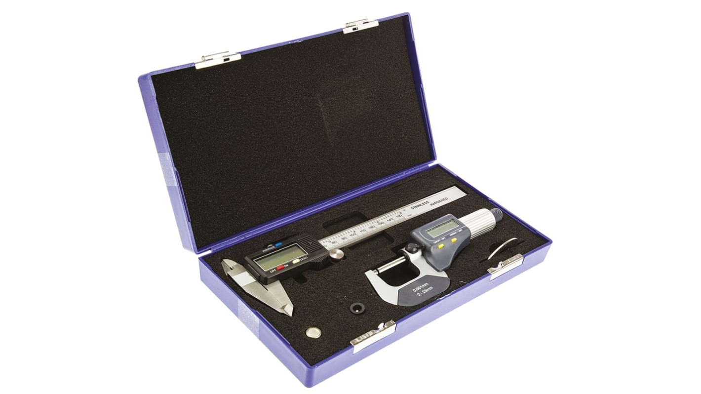 RS PRO Metric & Imperial Digital Caliper, Micrometer Measuring Set