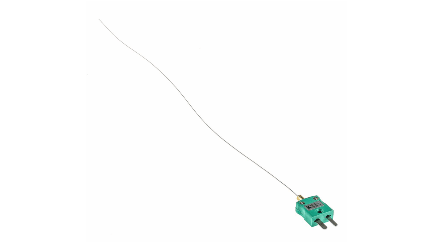 Termopar tipo K RS PRO, Ø sonda 0.5mm x 250mm, temp. máx +750°C, conexión , con conector miniatura