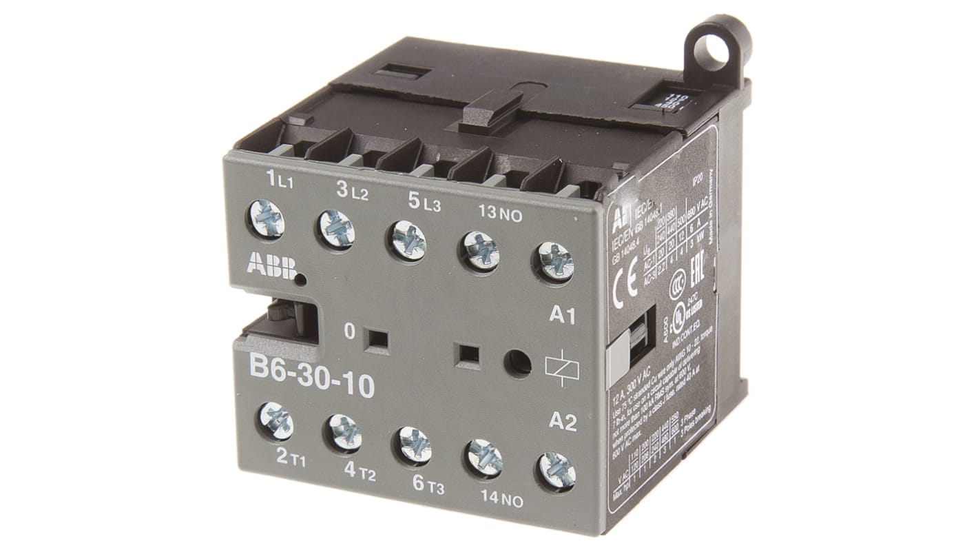 Contattore ABB, serie B, 3 poli, 3 NA, 9 A, 4 kW, bobina 110 V c.a.