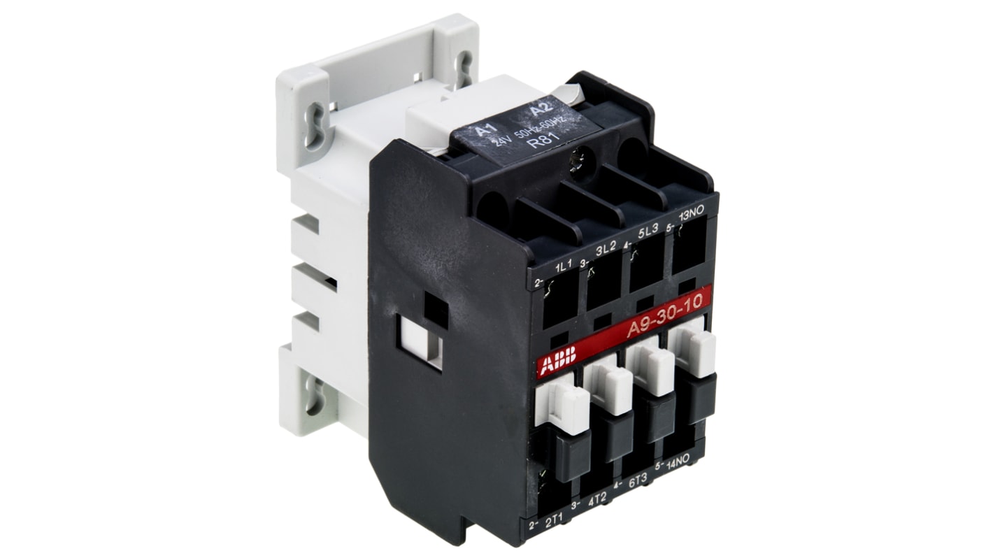 ABB A9 A Line Contactor, 24 V ac Coil, 3-Pole, 25 A, 4 kW, 3NO, 690 V ac