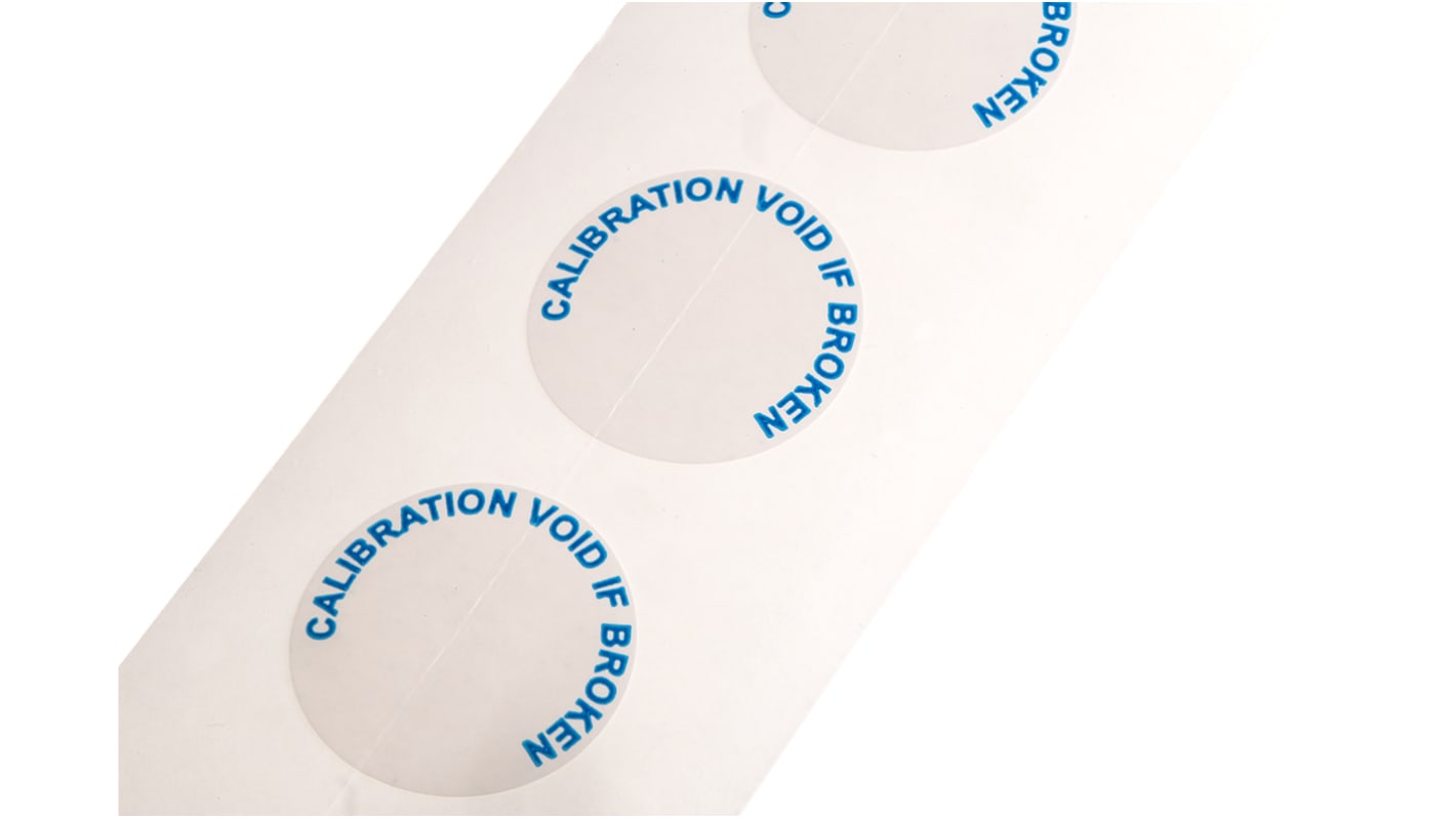 Etiqueta adhesiva preimpresa, RS PRO, 90 Etiquetas Calibration Void If Seal Broken
