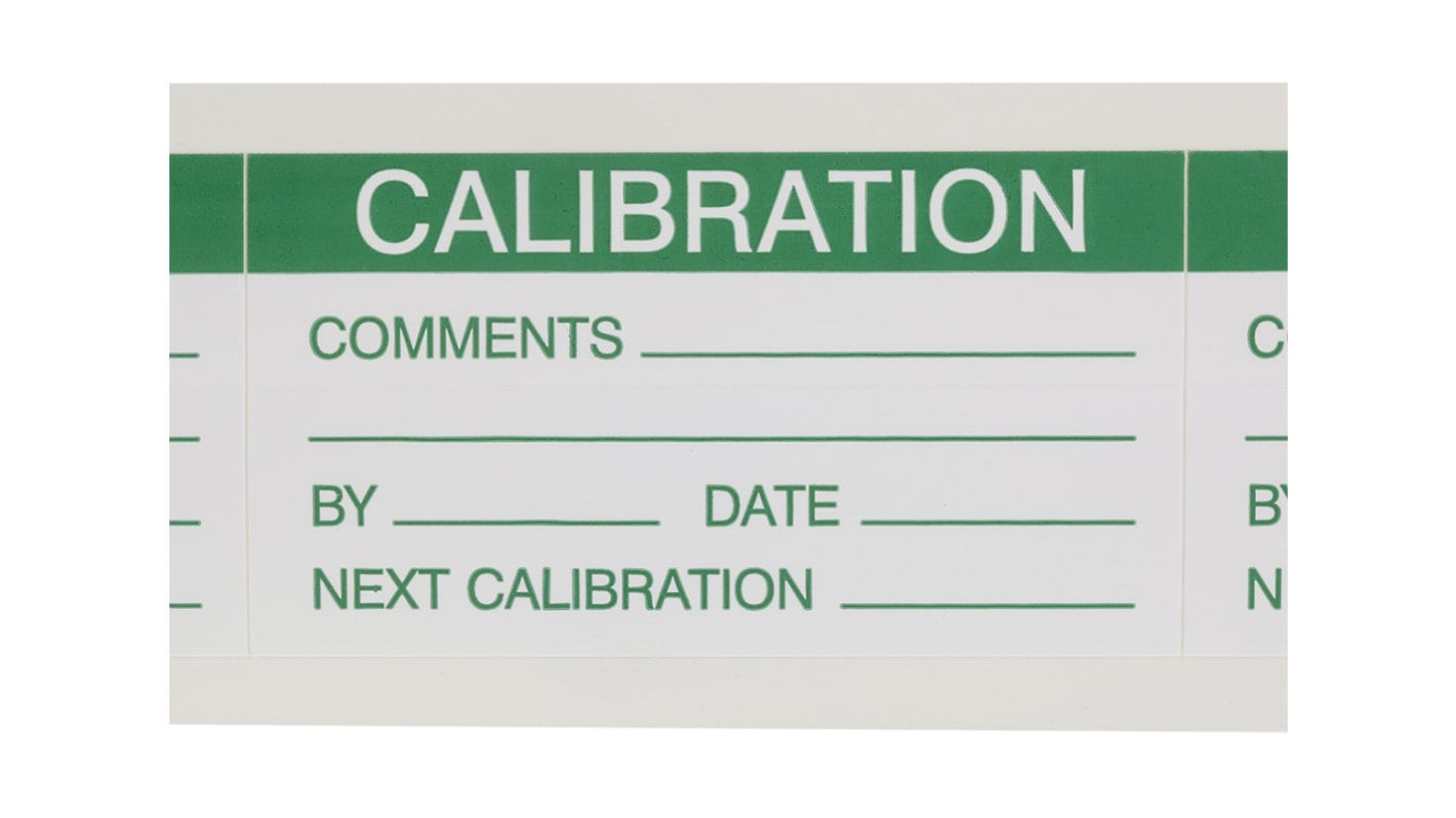 Etiqueta adhesiva preimpresa, RS PRO, 30 Etiquetas Calibration