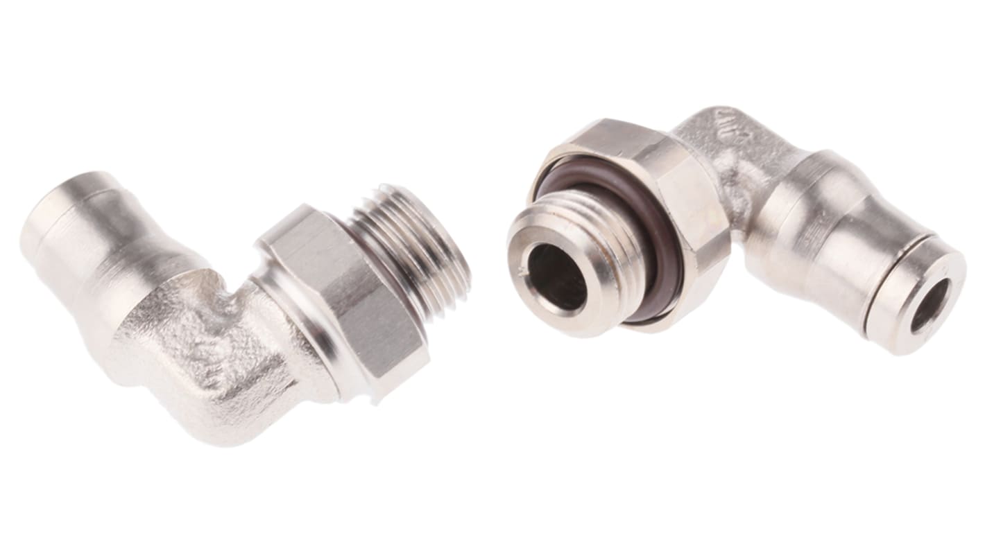 Legris LF3600 Series Elbow Threaded Adaptor, G 1/8 Male to Push In 4 mm, Threaded-to-Tube Connection Style