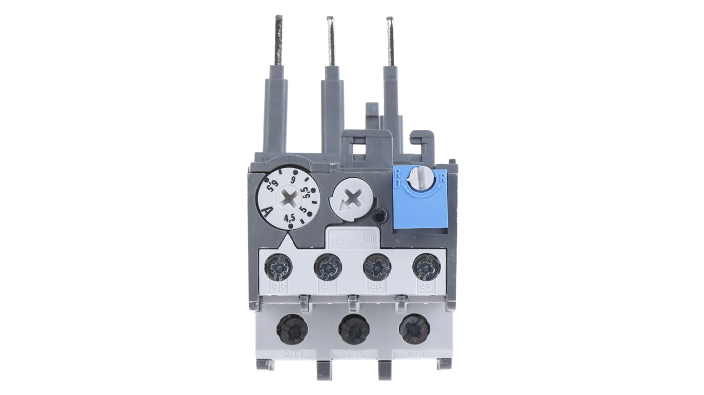 ABB TA25 Thermal Overload Relay 1NO + 1NC, 4.5 → 6.5 A F.L.C, 6.5 A Contact Rating, 2.2 W, 3P, A Line