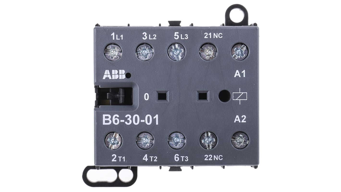 ABB B6 B Contactor, 230 V ac Coil, 3-Pole, 9 A, 4 kW, 3NO, 690 V ac