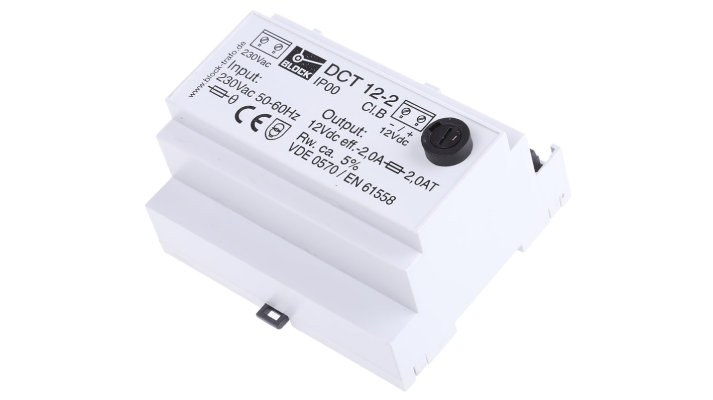 Block DCT DIN-Schienen Netzteil Linear 12V dc / 2A 24W 230V ac