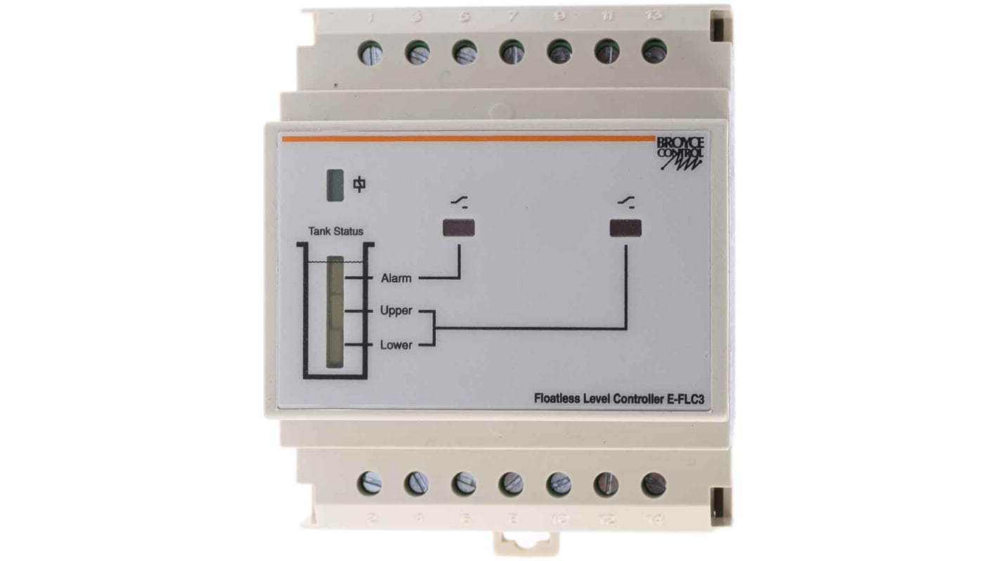 Controlador de nivel Broyce Control, 230 Vac, 2 entradas, montaje en carril DIN