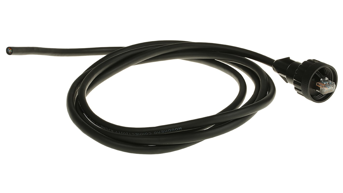 Cavo Ethernet Cat5e (F/UTP) Brad from Molex, guaina in PUR col. Nero, L. 2m, Con terminazione