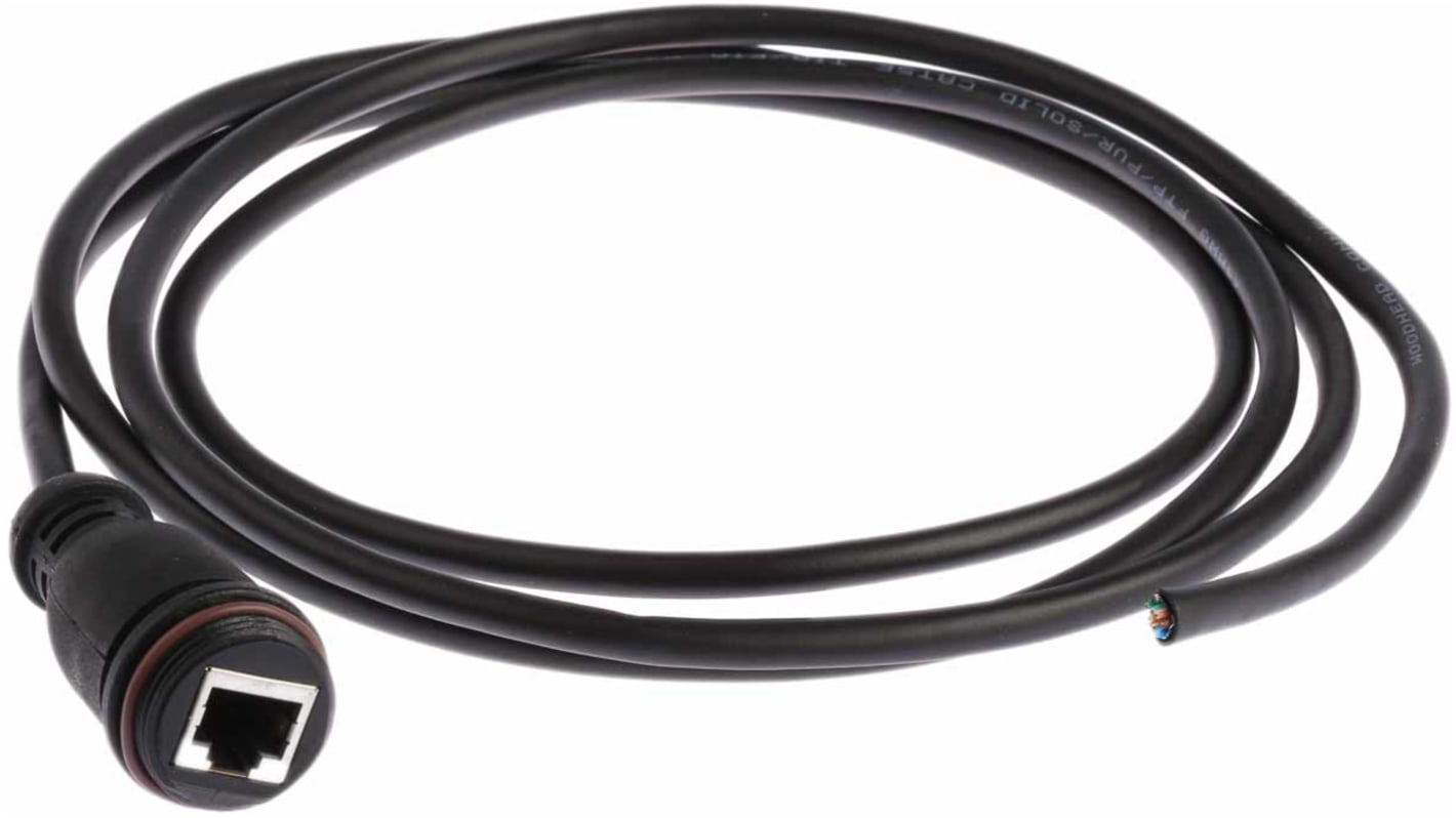 Brad from Molex, 2m Cat5e, Black RJ45 to Male Unterminated, F/UTP Shielded, Terminated PUR Sheath