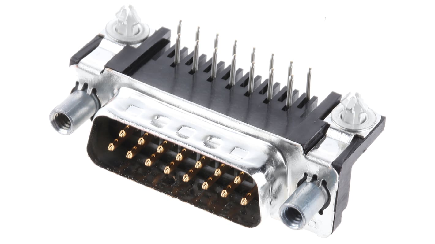 TE Connectivity Amplimite HD-20 Sub-D Steckverbinder Stecker abgewinkelt, 15-polig / Raster 2.74mm, Durchsteckmontage