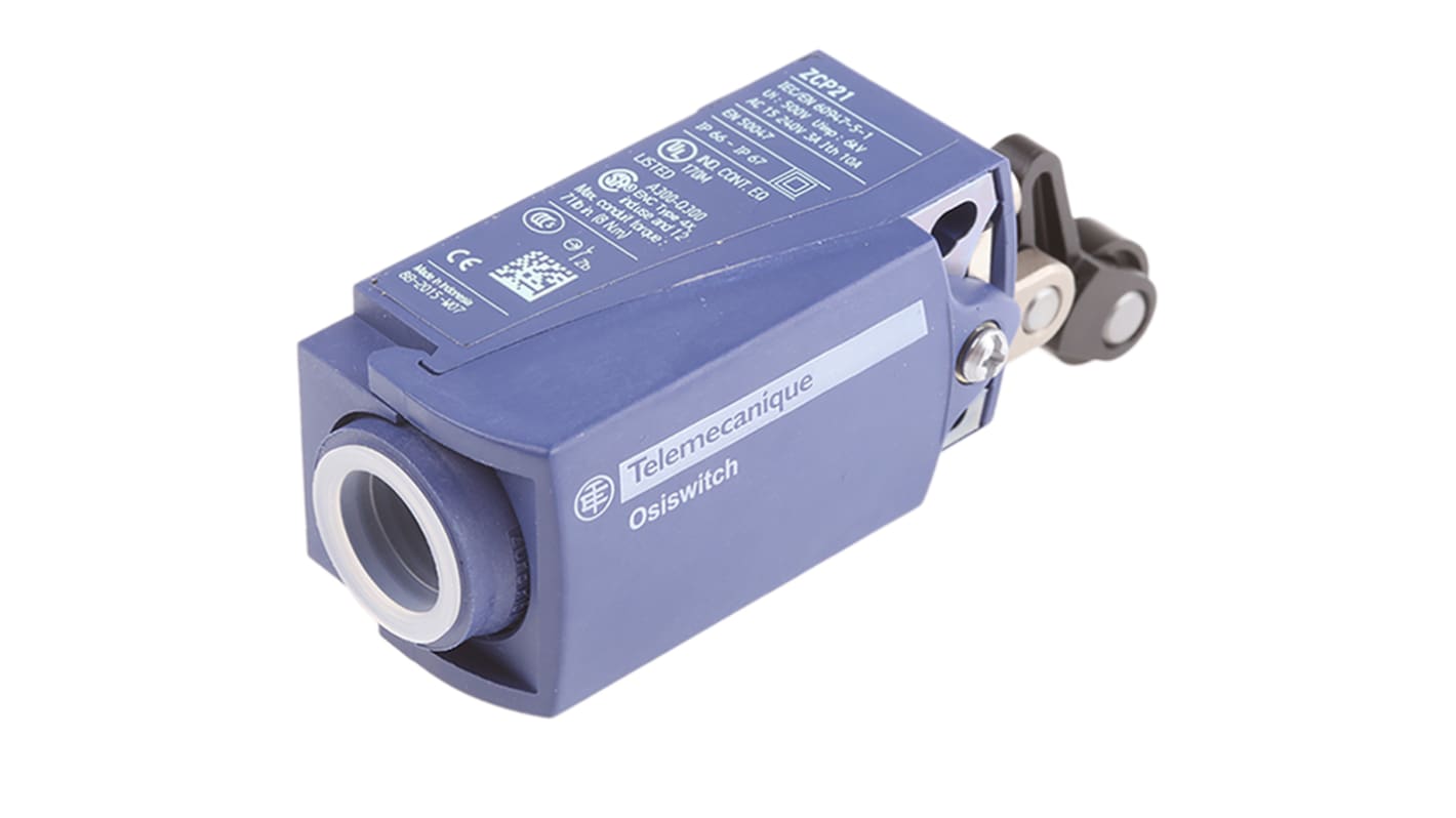 Telemecanique Sensors XCKP Series Roller Lever Plunger Limit Switch, NO/NC, IP66, IP67, DP, Plastic Housing, 240V ac
