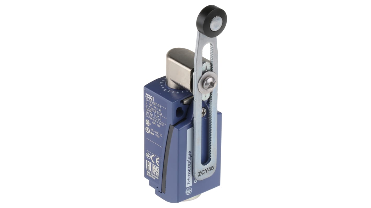 Telemecanique Sensors OsiSense XC Series Lever Limit Switch, NO/NC, DP, Zinc Alloy Housing, 240V ac Max, 3A Max