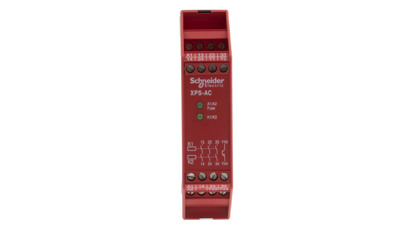 Schneider Electric Preventa XPS AC Emergency Stop Safety Relay, 24V ac/dc, 3 Safety Contacts