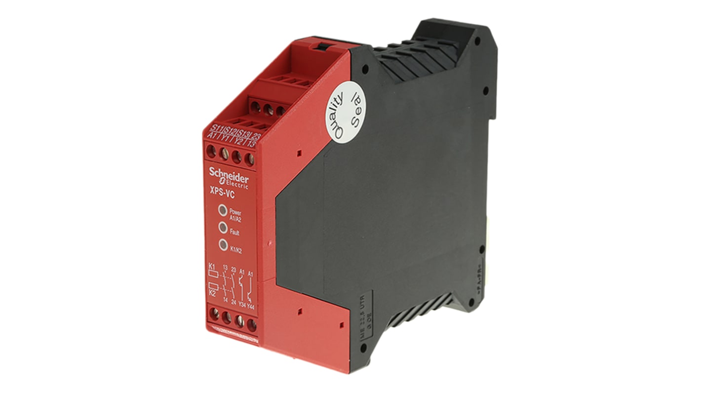 Relé de seguridad Schneider Electric Preventa XPS VC, para Interruptor de seguridad, 24V dc, cat. seg. ISO 13849-1 4