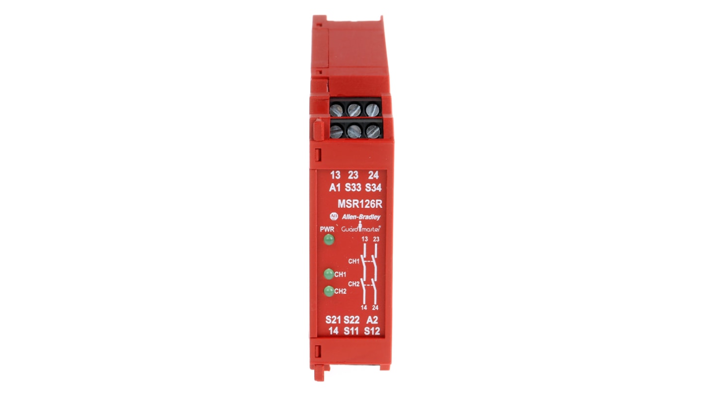 Relé de seguridad Allen Bradley Guardmaster MSR, Minotaur 440R / MSR126R de 1 canal, para Control de seguridad, 24V