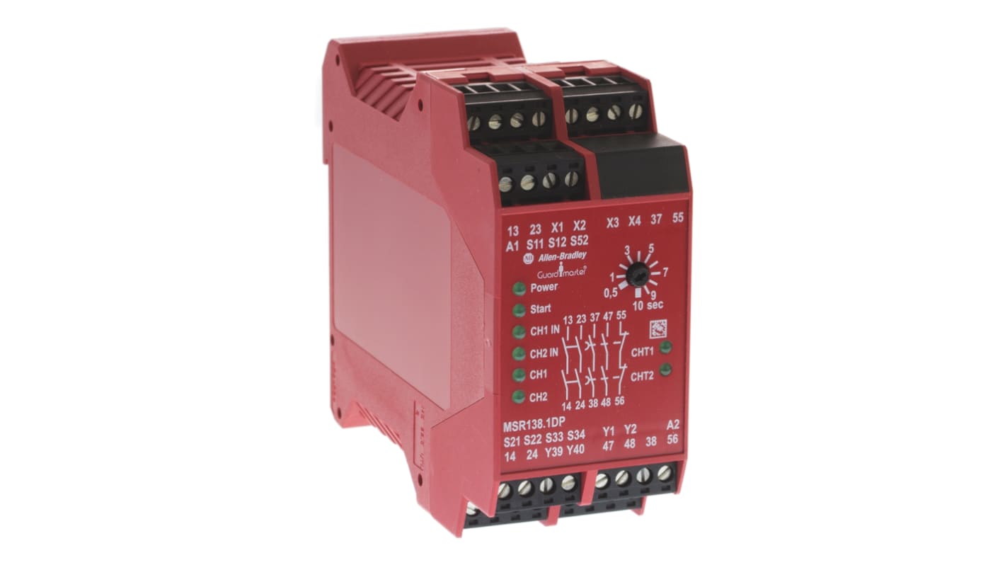 Relé de seguridad Allen Bradley Guardmaster MSR, Minotaur 440R / MSR138.1DP de 1 canal, para Control de seguridad, 115V