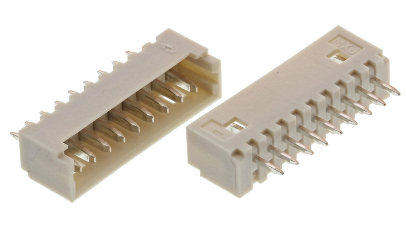 Molex 9p单排排针 直向线对板连接器, 1.25mm间距, 1.0A, 125.0 V, THT安装, PicoBlade系列
