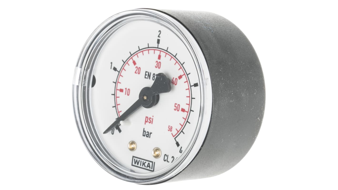 WIKA Analogue Pressure Gauge 4bar Back Entry 50mm Outside Diameter, UKAS