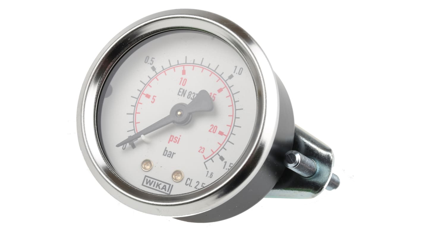 WIKA Analogue Pressure Gauge 1.6bar Back Entry 50mm Outside Diameter, UKAS