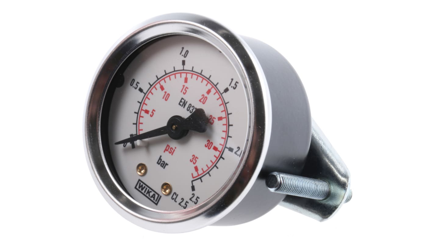 WIKA Analogue Pressure Gauge 2.5bar Back Entry, 7834018, 0bar min.